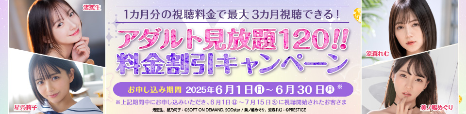 アダルト見放題120!! 料金割引キャンペーン